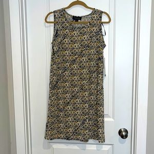 Geometric pattern blue/yellow/white dress
